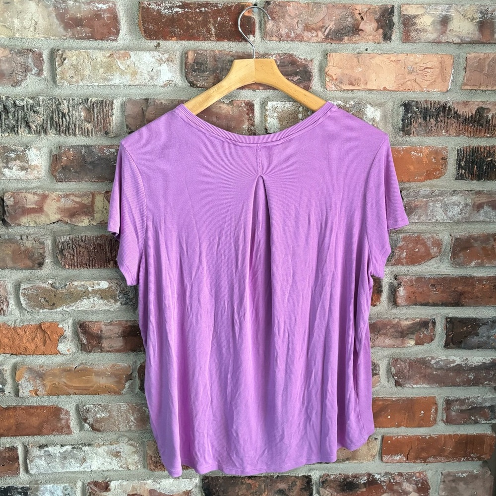 Athleta Purple Modal Ribbed Short Sleeve T-shirt Top, S - Picture 5 of 6